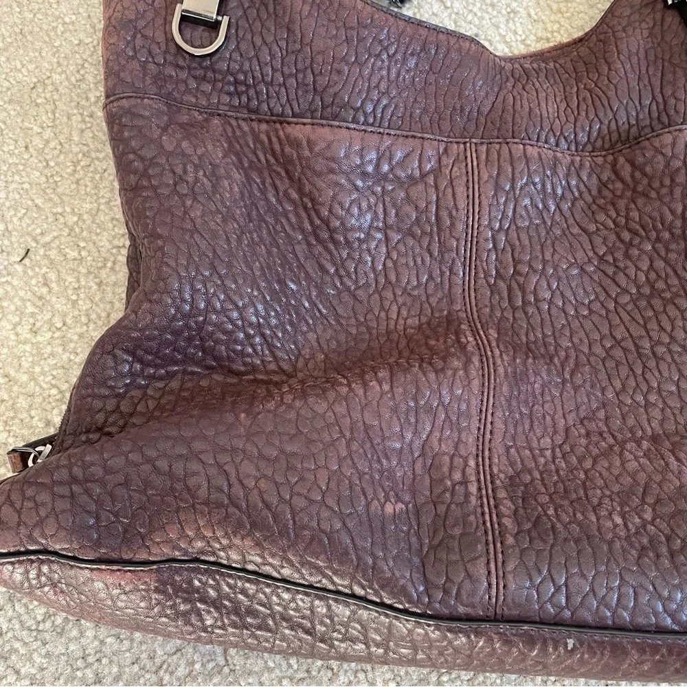 Vince Camuto pebbled lamb leather purse Eliza style Black Cherry color